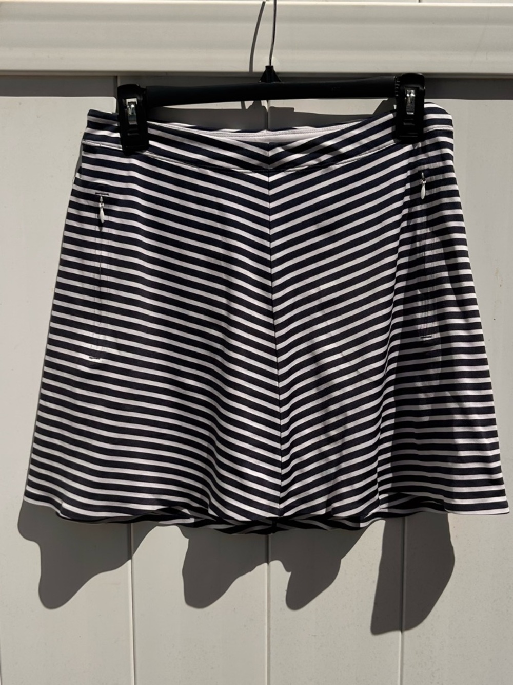 Nike Golf Navy and White Striped Mini Fitness DriFit Skirt | Size Small